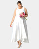 Asymmetric wrap skirted dupioni dress - thumbnail
