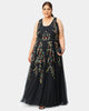 Floral embroidery tulle maxi dress - thumbnail