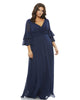 Pleated Bell Sleeve Chiffon Gown - thumbnail
