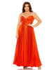 Rhinestone Strapped Embellished Pleated Gown - thumbnail