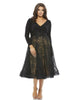 Long Sleeve Jersey & Lace Cocktail Dress - thumbnail