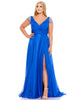 Beaded Cap Sleeve Faux Wrap Gown - thumbnail