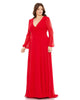 Split Puff Sleeve Faux Wrap A Line Gown - thumbnail