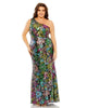 One Shoulder Floral Sequin Gown - thumbnail