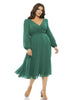 Chiffon Bishop Sleeve Dress Surplice Dress - thumbnail