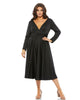 Satin Long Sleeve Sweetheart Flowy Midi Dress - thumbnail