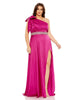Bow One Shoulder Faux Wrap Gown - thumbnail