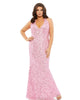 Sequined Halter Strap Open Back Trumpet Gown - thumbnail