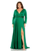 Quarter Sleeve V Neck A Line Gown - thumbnail