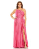 One Shoulder Embellished Pleated Sleeveless Gown - thumbnail