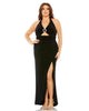 Halter Tie Keyhole Detail Gown with Slit - thumbnail