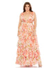 Floral Print Tiered V-Neckline Gown - thumbnail