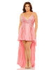 Rhinestoned High Low Pleated Gown - thumbnail