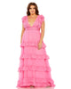 Tiered V-Neckline Ruffle Gown - thumbnail