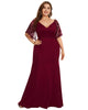 Sexy V Neck Maxi Bodycon Evening Dress with Flare Sleeves - thumbnail