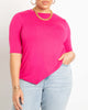 Asymmetrical Hem Elbow Sleeve Tee - thumbnail