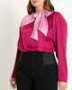 Colorblocked Tie Neck Blouse - thumbnail
