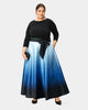 Jersey knit and ombre print dupioni boatneck maxi dress - thumbnail