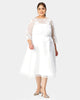 Floral embellished illusion boatneck tulle and dupioni dress - thumbnail