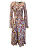 Long Sleeved Smocked Dress in White Anemones Cotton - thumbnail
