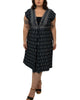 Gisele Dress Bohemian Motif Front V Tie Black - thumbnail