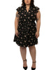 Martika Short Dress Fit & Flare Floral Black - thumbnail