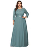 See-Through Floor Length Lace Evening Dress - thumbnail