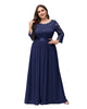 See-Through Floor Length Lace Evening Dress - thumbnail