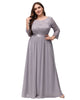 See-Through Floor Length Lace Evening Dress - thumbnail