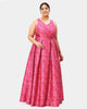 Floral lace print dupioni maxi dress - thumbnail