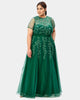 Leafy vine embroidery sheer mesh dress - thumbnail
