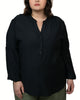 Kayla Split Neck Shirt Roll-Up Sleeves - thumbnail