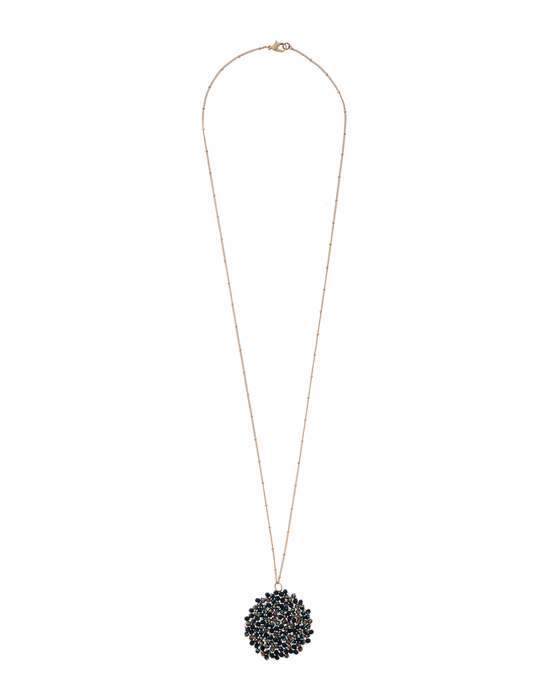 Caya Beaded Pendant Necklace | Gold / Azure Blue