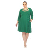 White Mark Women's  Criss Cross Neckline Swing Midi Dress - thumbnail