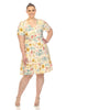White Mark  Floral Short Sleeve Knee Length Dress - thumbnail