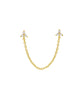 Double Trio Cluster Chain Stud Earring Gold One Size Single - thumbnail