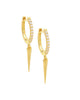 Pavé Dangling Spike Huggie Earring Gold One Size - thumbnail