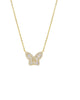 Small Pave X Baguette Butterfly Necklace Gold One Size - thumbnail