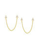 Double Trio Cluster Chain Stud Earring Gold One Size Pair - thumbnail