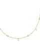 CZ Bezel X Dangling Pearl Choker Gold One Size - thumbnail