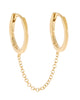 Solid Double Huggie Chain Earring  14K Gold One Size - thumbnail