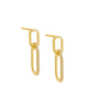 Double Pave Paperclip Drop Stud Earring Gold One Size - thumbnail