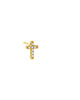 Mini Pave Cross Stud Earring Gold One Size Single - thumbnail