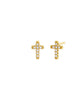 Mini Pave Cross Stud Earring Gold One Size Pair - thumbnail
