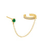 CZ Chain Stud Ear Cuff Emerald Green One Size Single - thumbnail