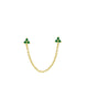 Double Trio Cluster Chain Stud Earring Emerald Green One Size Single - thumbnail