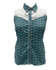 Unique Vintage Blue Gingham Eyelet Western Blouse - thumbnail