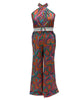 Smak Parlour Orange Wavy Daisy Psychedelic Draped Darling Jumpsuit - thumbnail