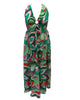 Smak Parlour Green & Pink Psychedelic Floral Halter Maxi Dress - thumbnail