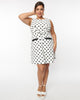 Smak Parlour White & Black Dots Tie Front Shift Dress - thumbnail